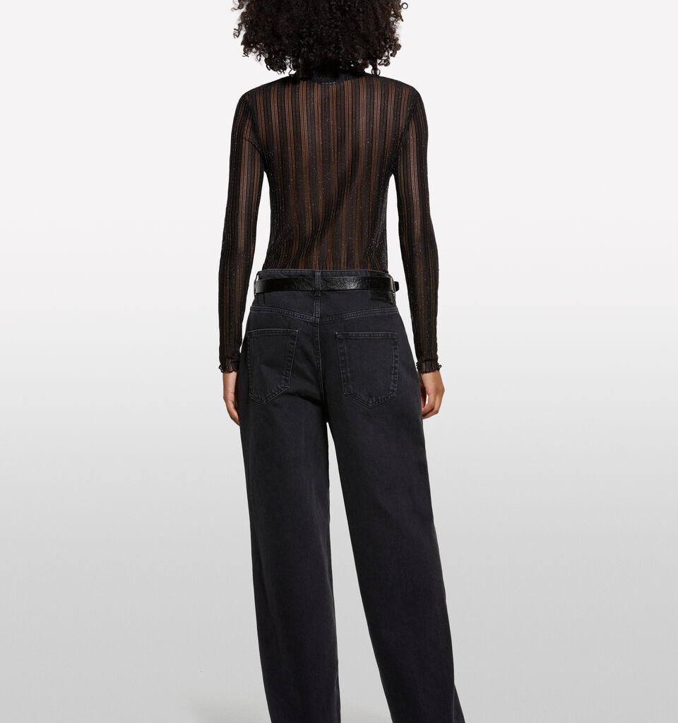 Μπλούζα διαφανής μαύρη - μπλουζάκια μακρυμάνικα γυναικεία - Μαυρο | Sisley image number 2